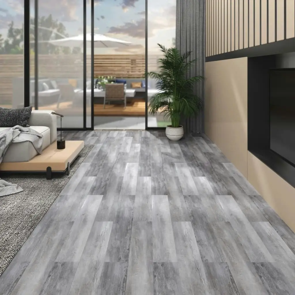 PVC Flooring Planks 5.02 mÂ² 2 mm Self-adhesive Matt Wood Grey 146602