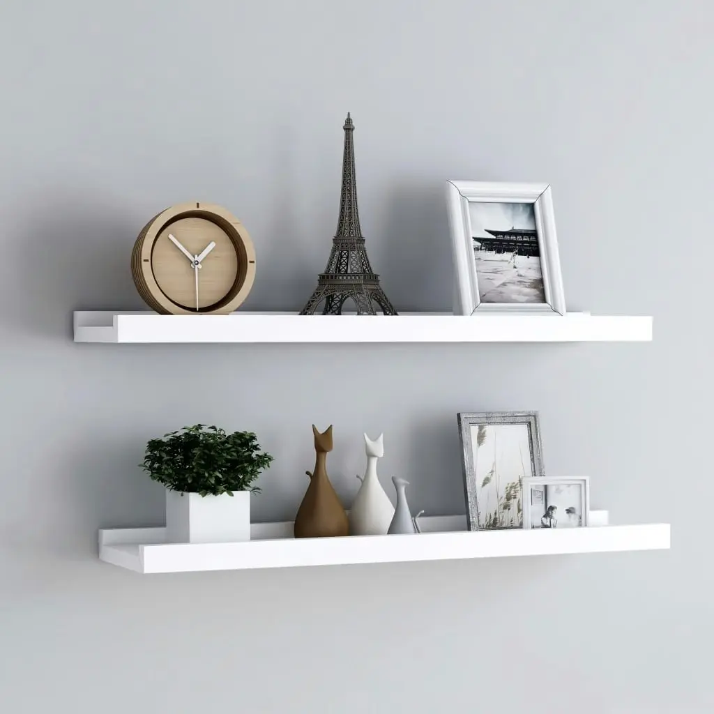 Picture Frame Ledge Shelves 2 pcs White 80x9x3 cm MDF 323930