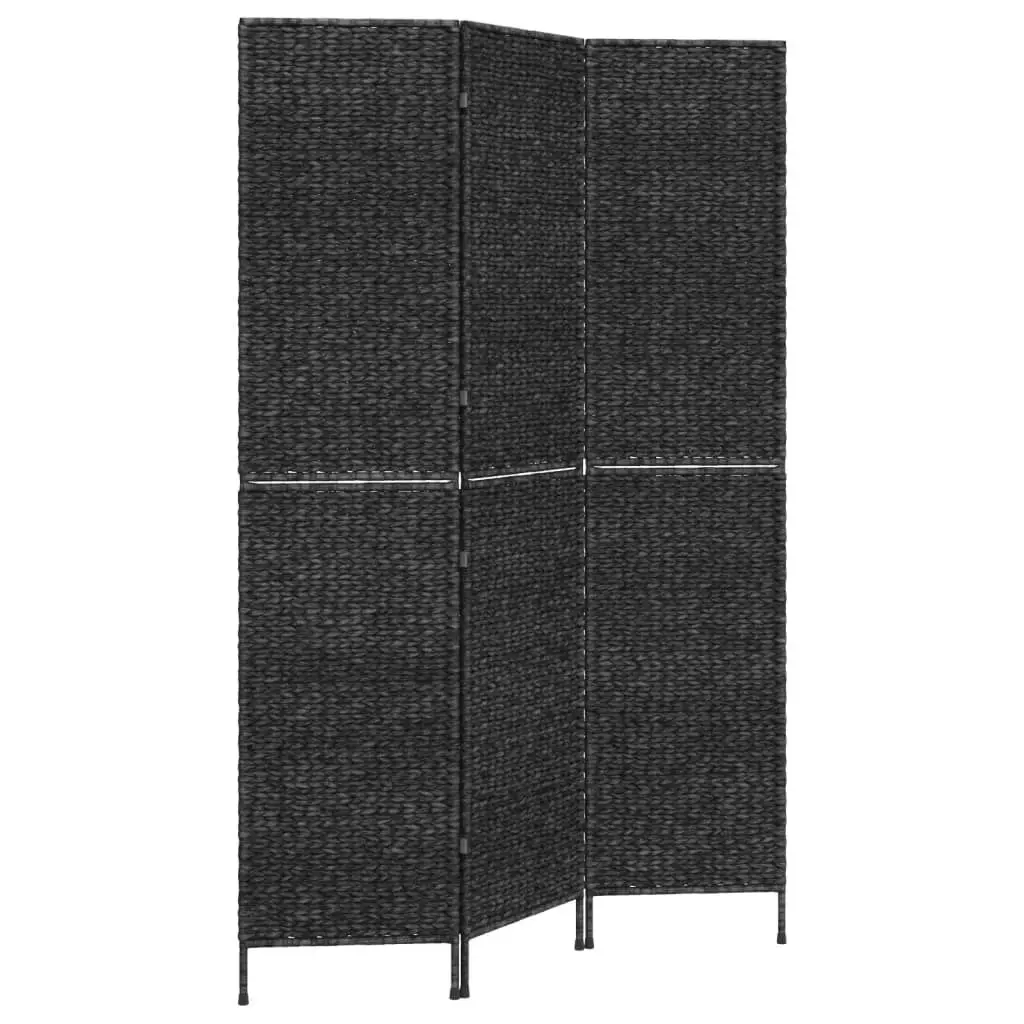 Room Divider 3-Panel Black 122x180 cm Water Hyacinth 355193