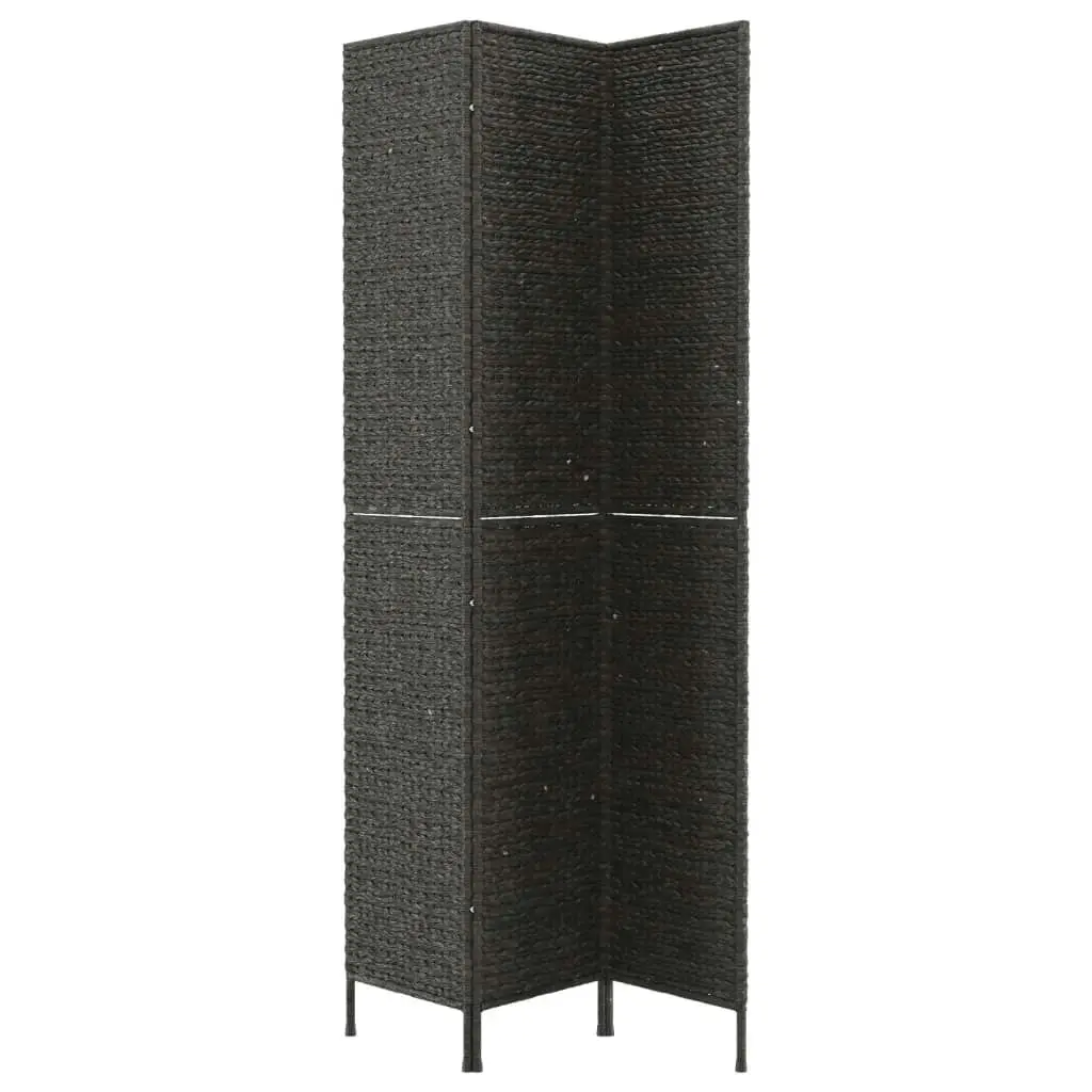 Room Divider 3-Panel Black 122x180 cm Water Hyacinth 355193