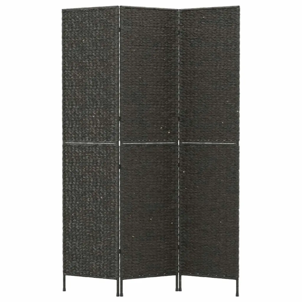 Room Divider 3-Panel Black 122x180 cm Water Hyacinth 355193