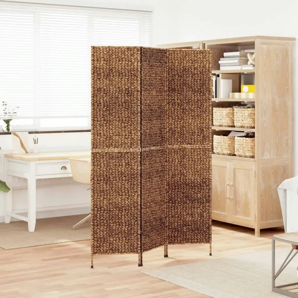 Room Divider 3-Panel Brown 122x180 cm Water Hyacinth 355192