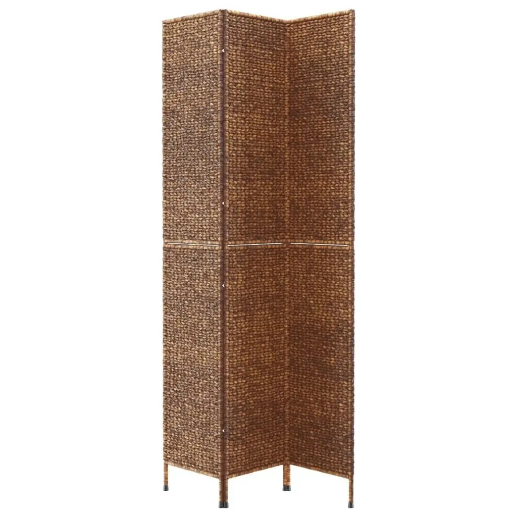 Room Divider 3-Panel Brown 122x180 cm Water Hyacinth 355192