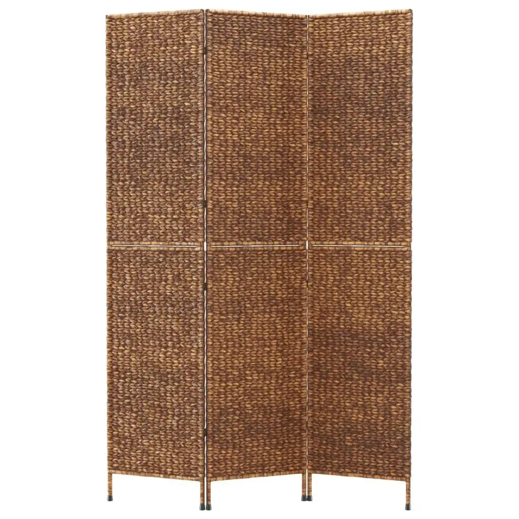 Room Divider 3-Panel Brown 122x180 cm Water Hyacinth 355192