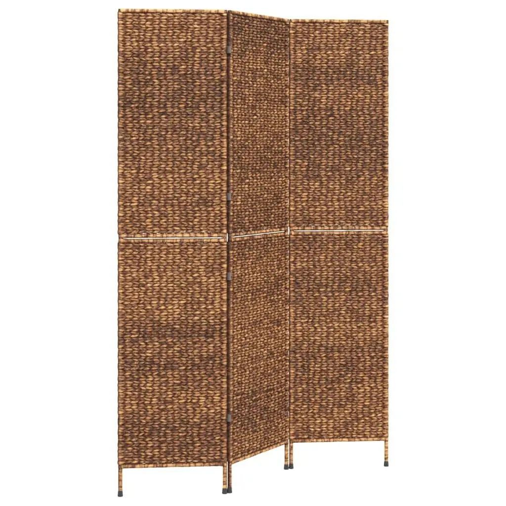 Room Divider 3-Panel Brown 122x180 cm Water Hyacinth 355192