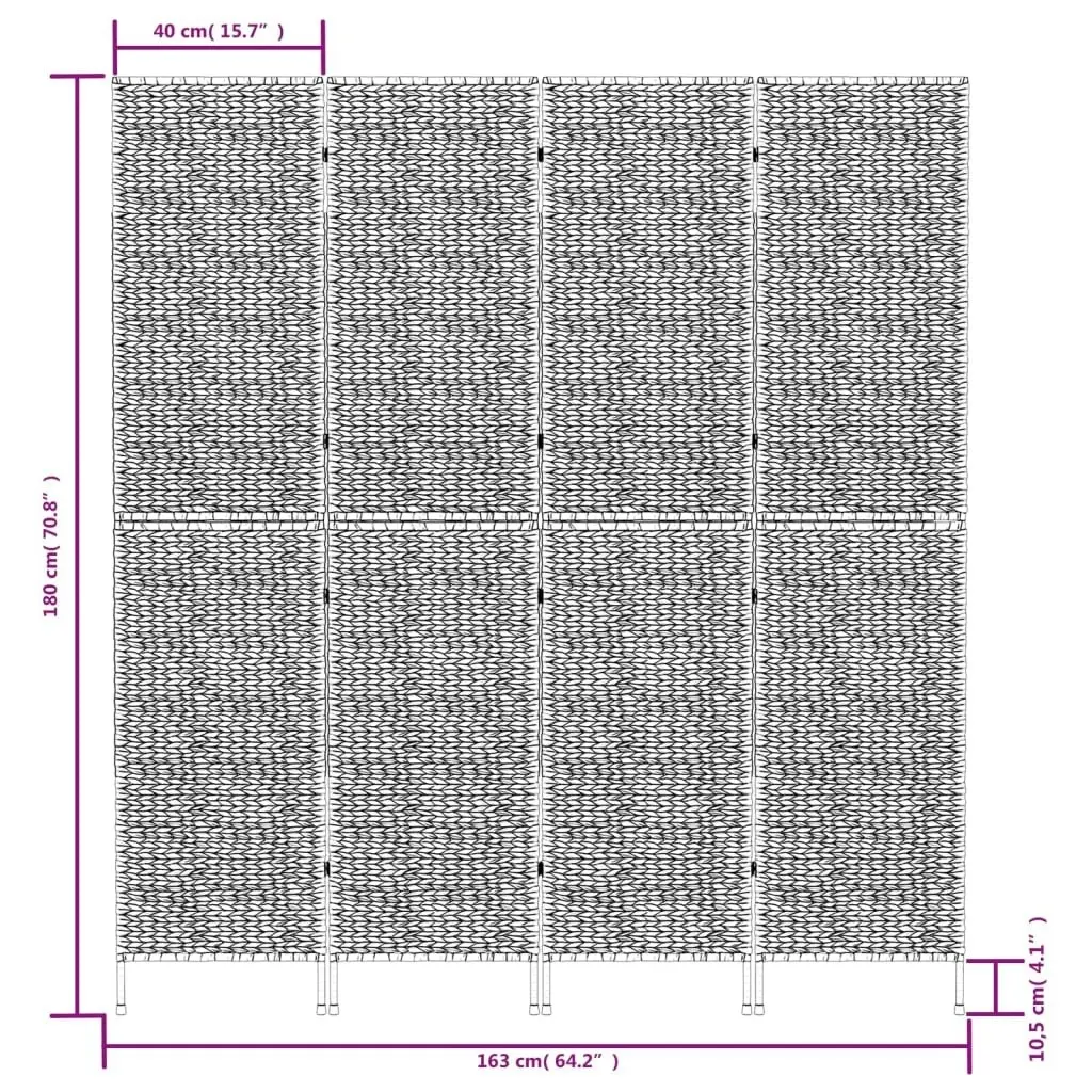 Room Divider 4-Panel 163x180 cm Water Hyacinth 355194