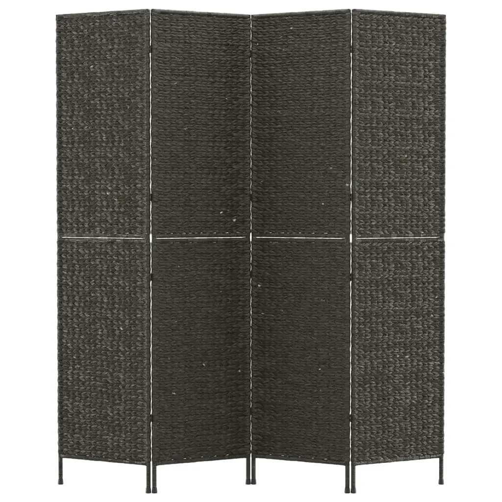 Room Divider 4-Panel Black 163x180 cm Water Hyacinth 355196