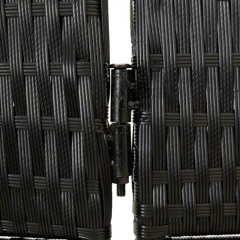 Room Divider 6 Panels Black Poly Rattan 365352