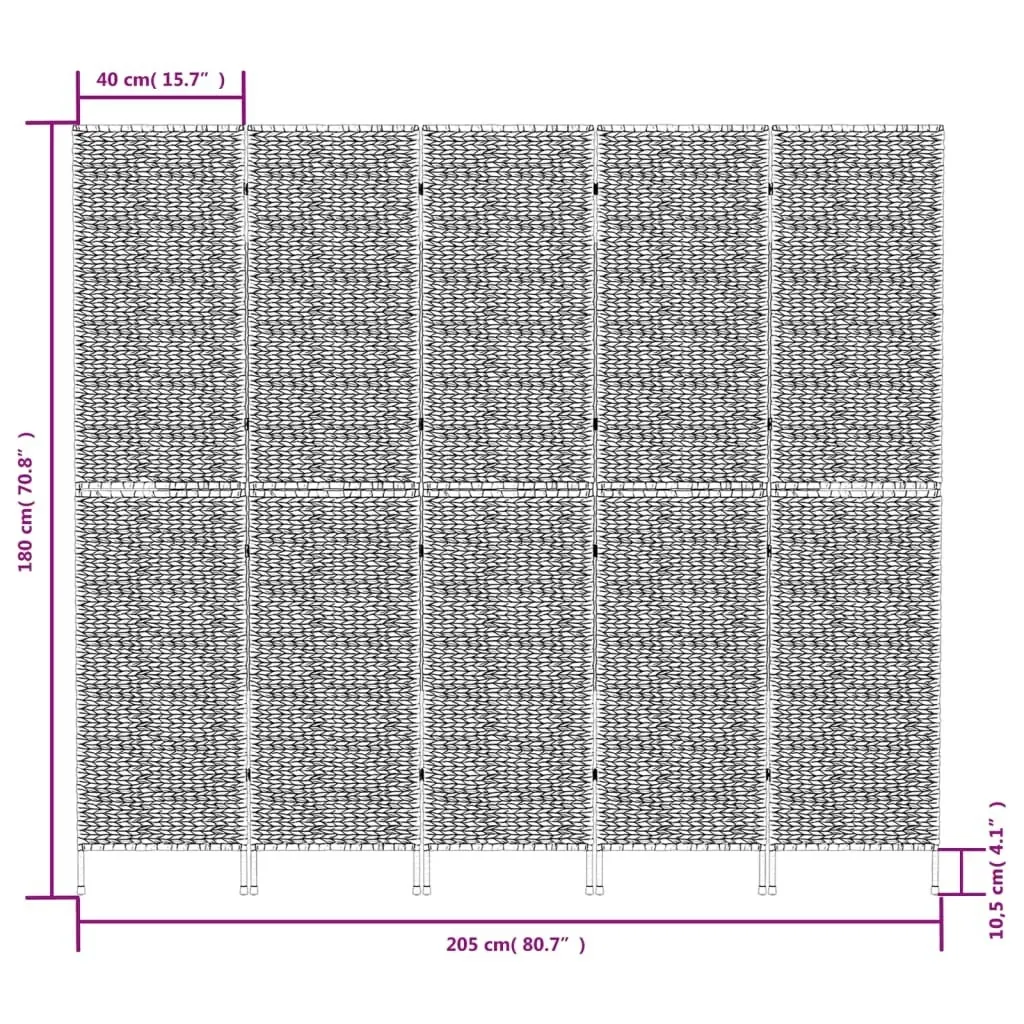 Room Divider 5-Panel 205x180 cm Water Hyacinth 355197