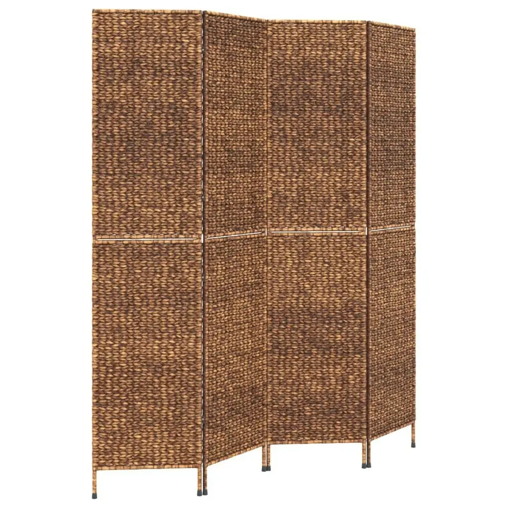 Room Divider 4-Panel Brown 163x180 cm Water Hyacinth 355195