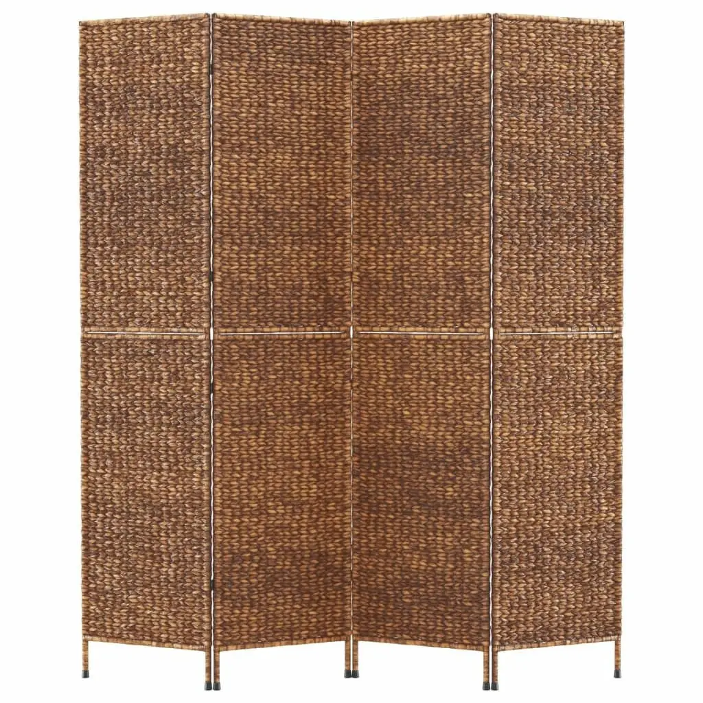 Room Divider 4-Panel Brown 163x180 cm Water Hyacinth 355195