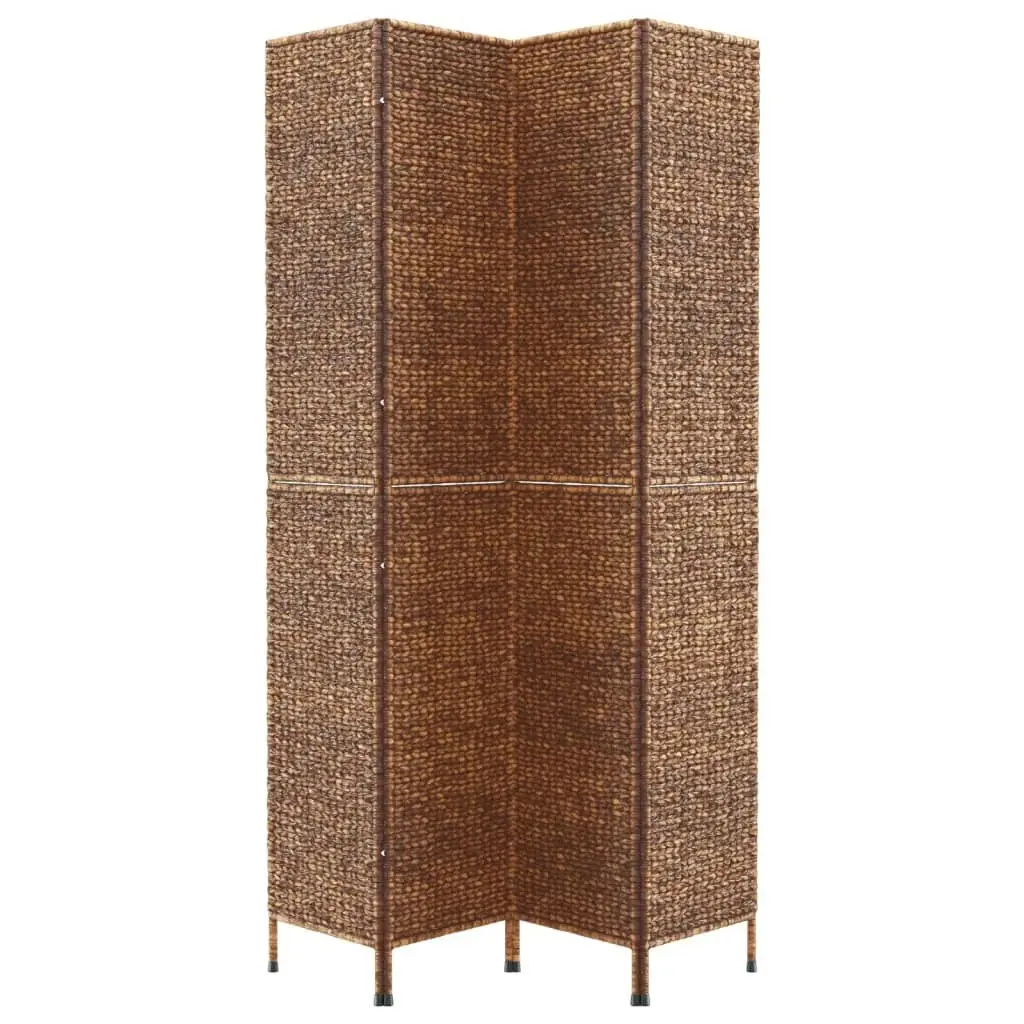 Room Divider 4-Panel Brown 163x180 cm Water Hyacinth 355195