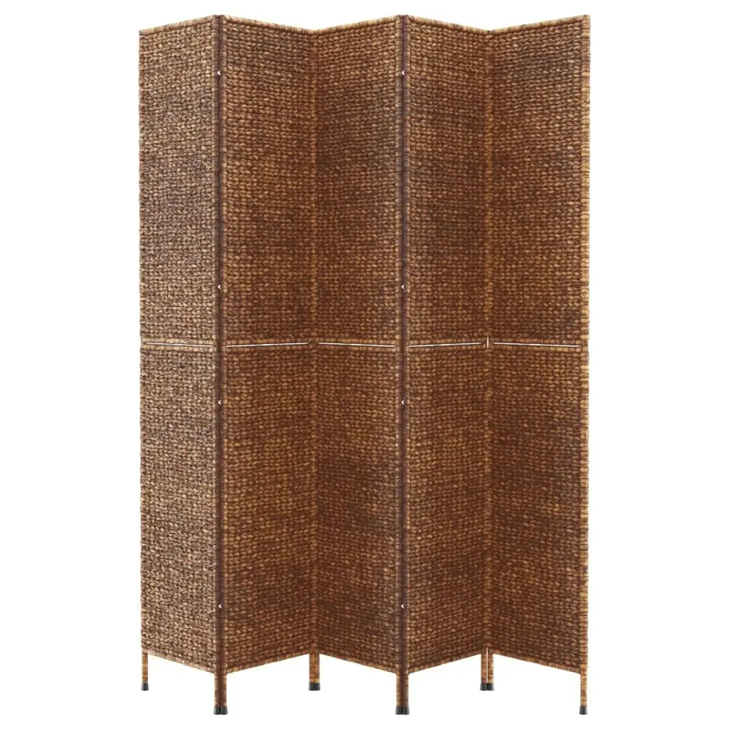 Room Divider 5-Panel Brown 205x180 cm Water Hyacinth 355198