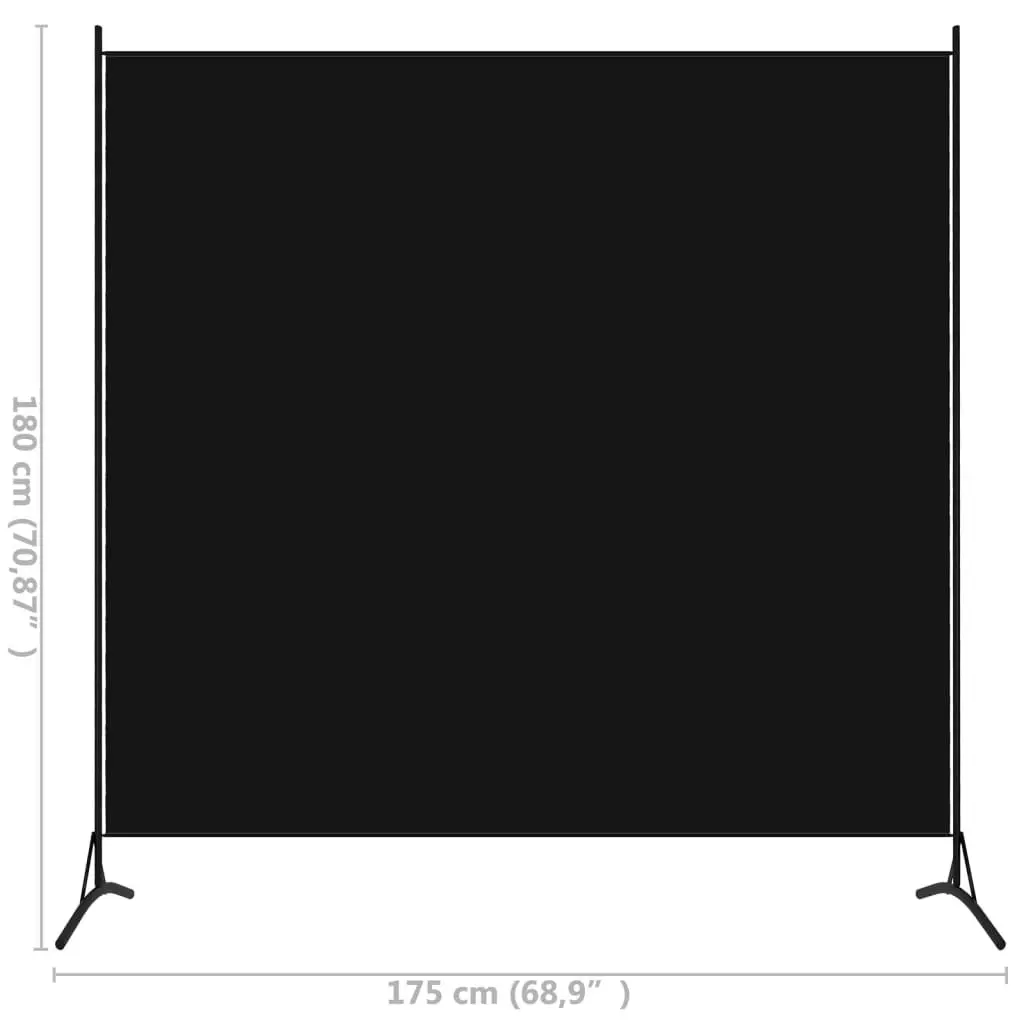 Room Divider Black 175x180 cm Fabric 320738