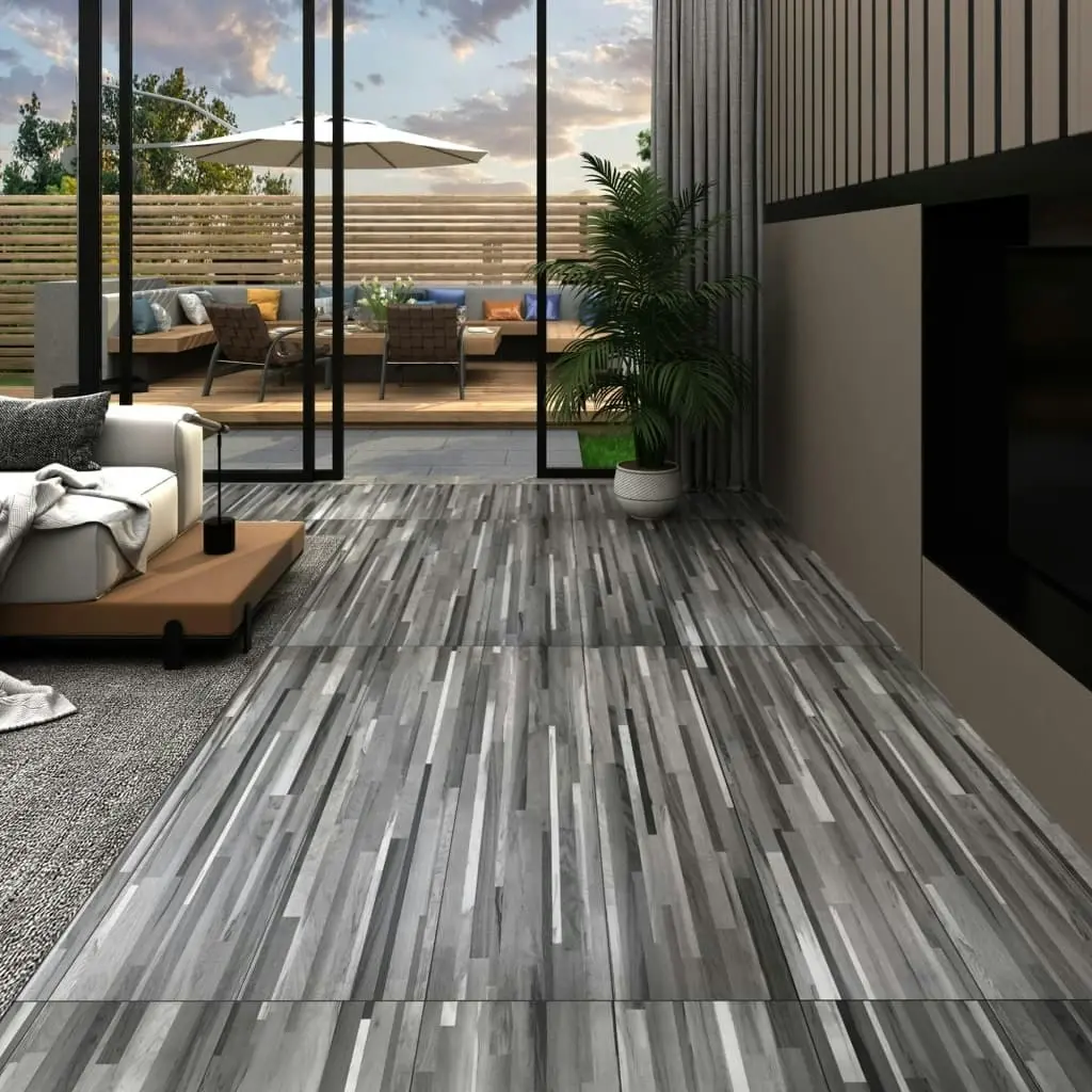 Self-adhesive PVC Flooring Planks 2.51 mÂ² 2 mm Striped Grey 342881