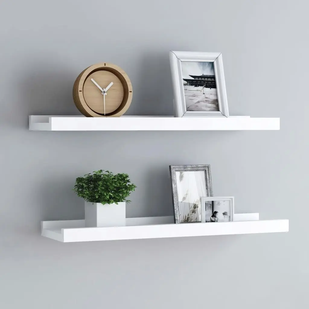 Picture Frame Ledge Shelves 2 pcs White 40x9x3 cm MDF 323928