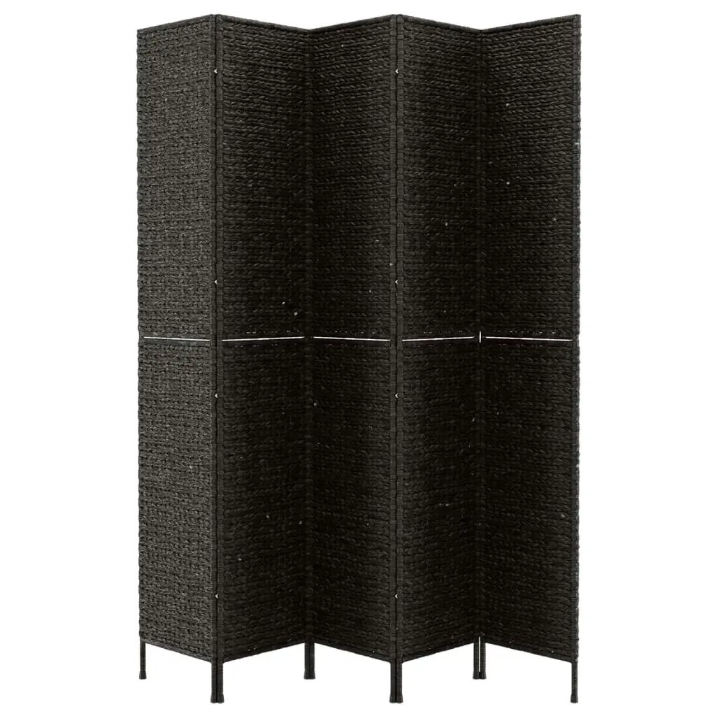 Room Divider 5-Panel Black 205x180 cm Water Hyacinth 355199