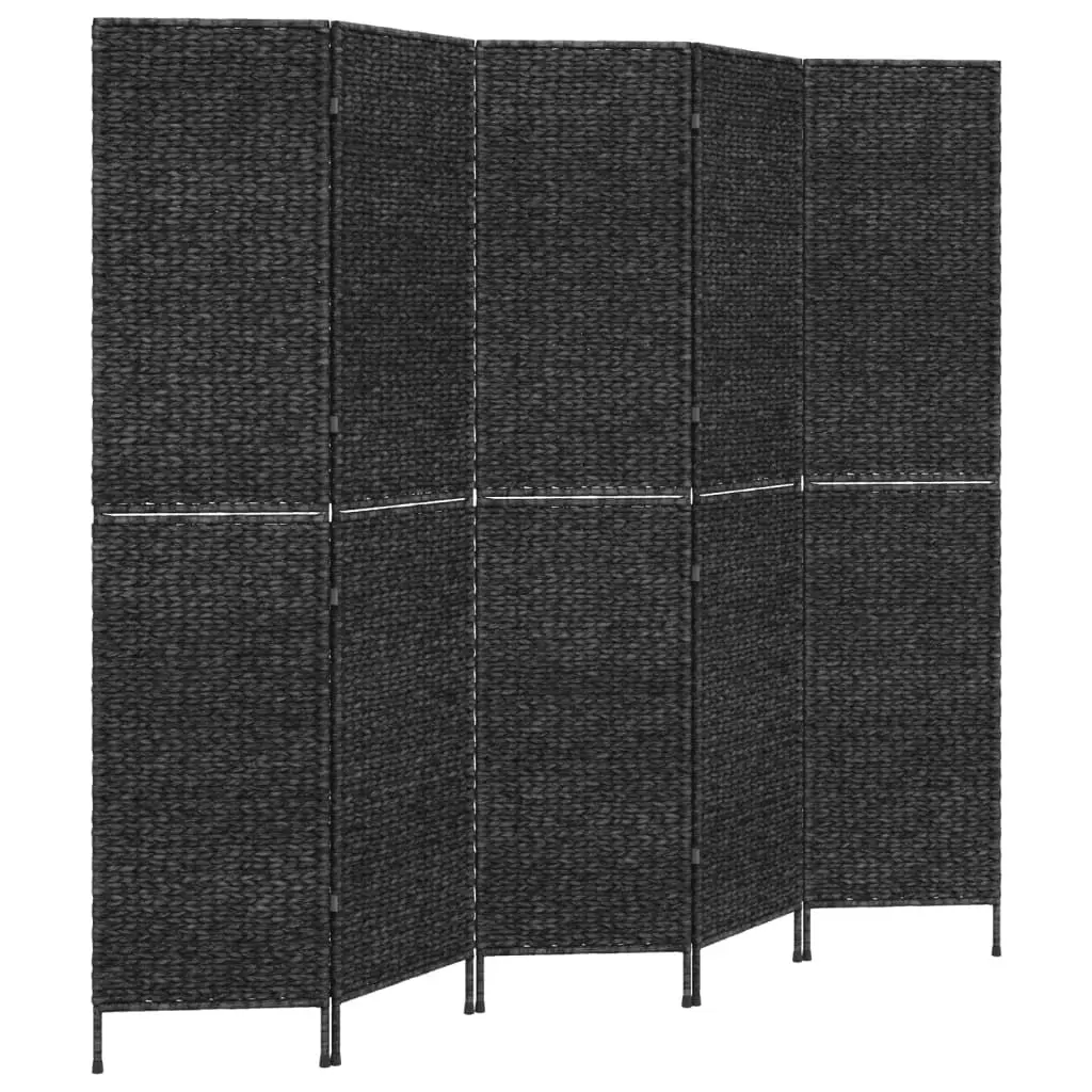 Room Divider 5-Panel Black 205x180 cm Water Hyacinth 355199