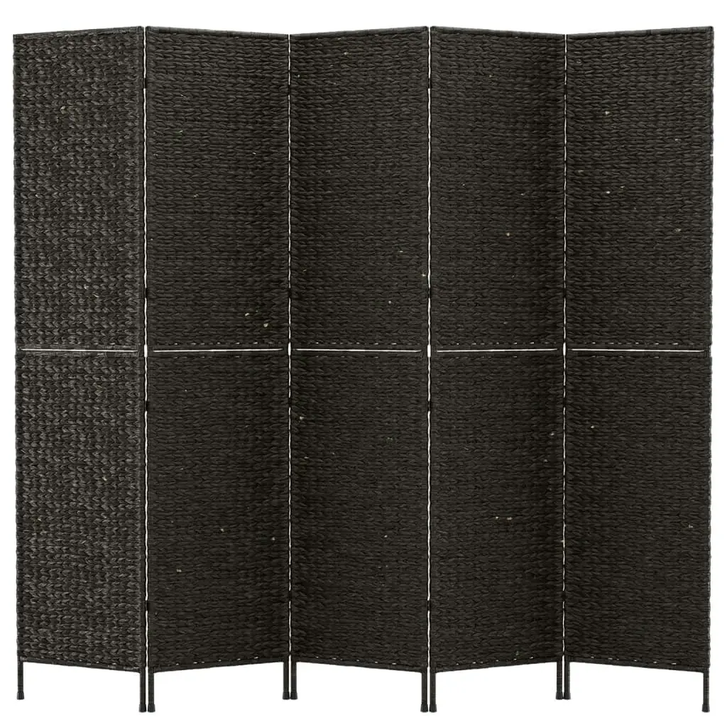 Room Divider 5-Panel Black 205x180 cm Water Hyacinth 355199