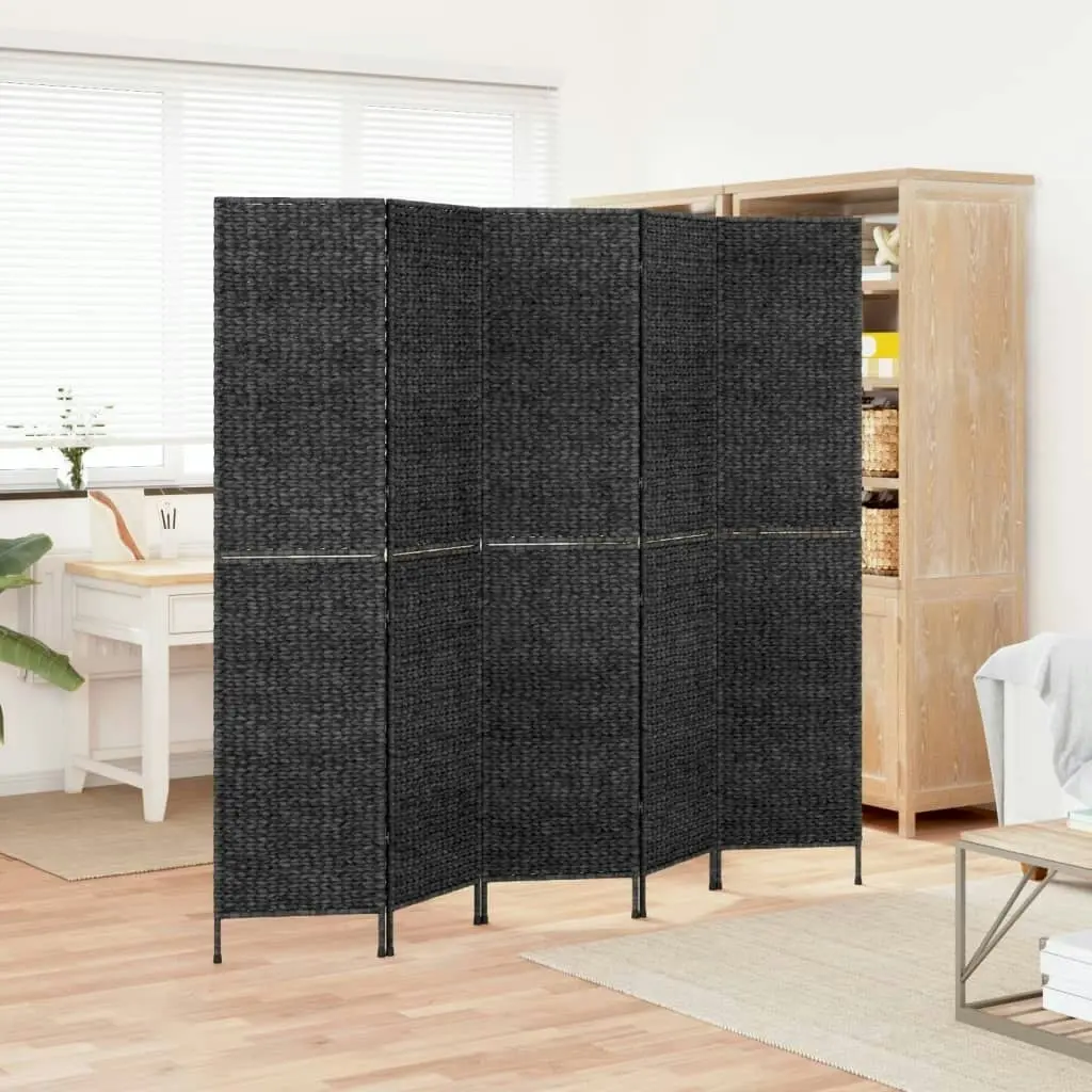 Room Divider 5-Panel Black 205x180 cm Water Hyacinth 355199