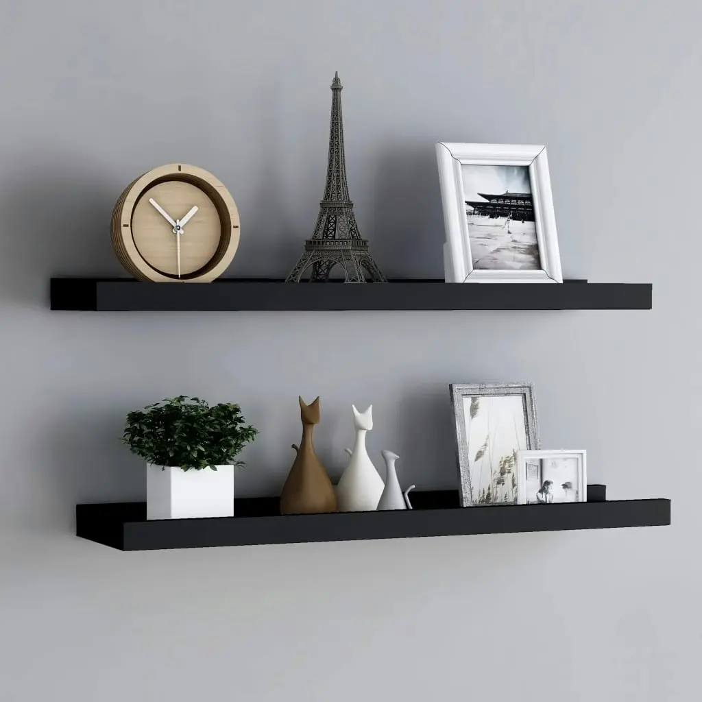 Picture Frame Ledge Shelves 2 pcs Black 80x9x3 cm MDF 323933