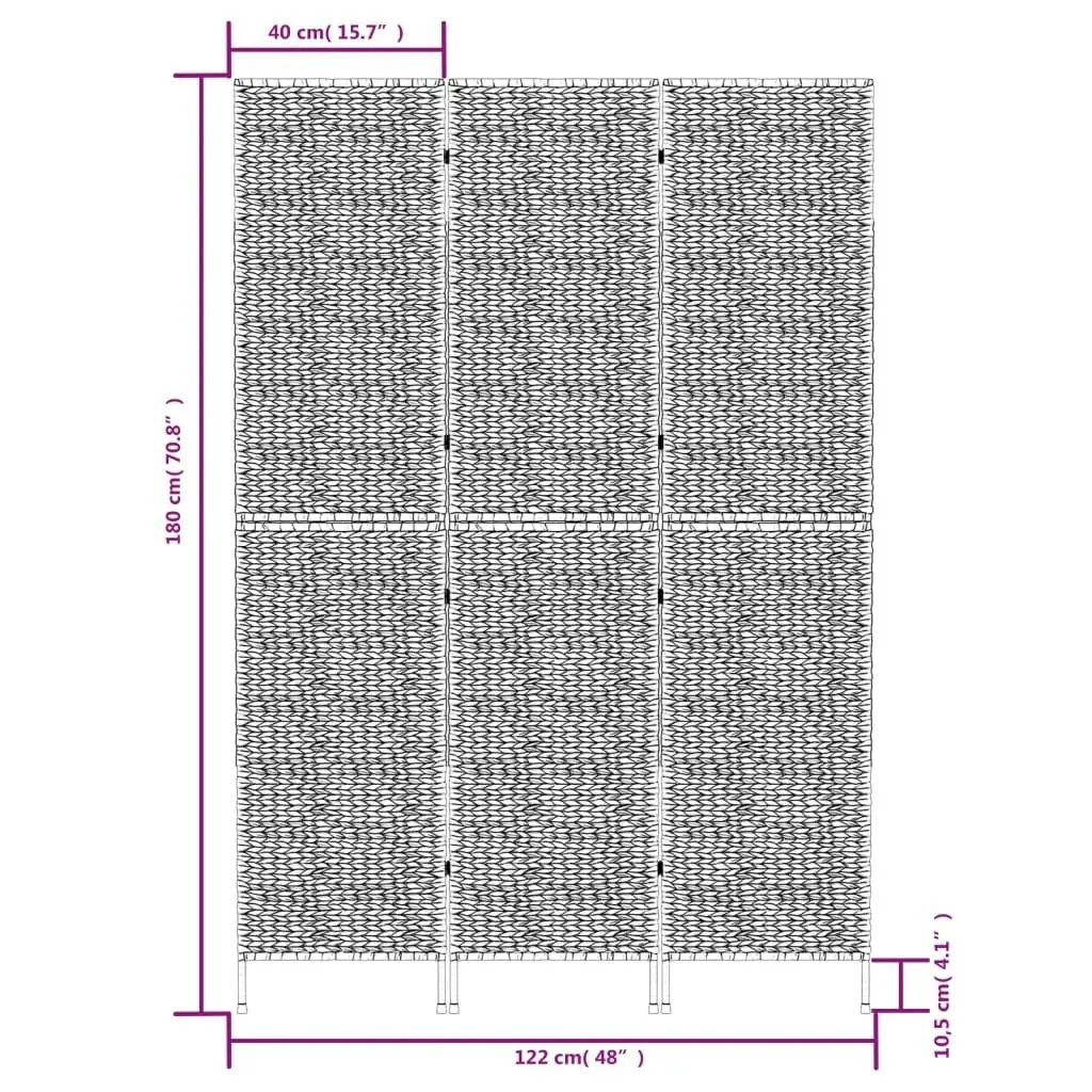 Room Divider 3-Panel 122x180 cm Water Hyacinth 355191