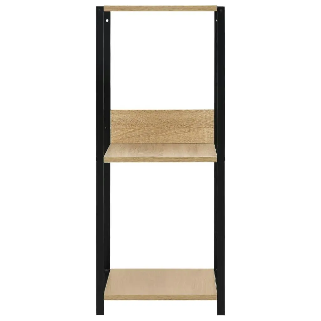 Small Straight Book Shelf Black and Oak 33.5x39.6x79.7 cm Engineered Wood 288233