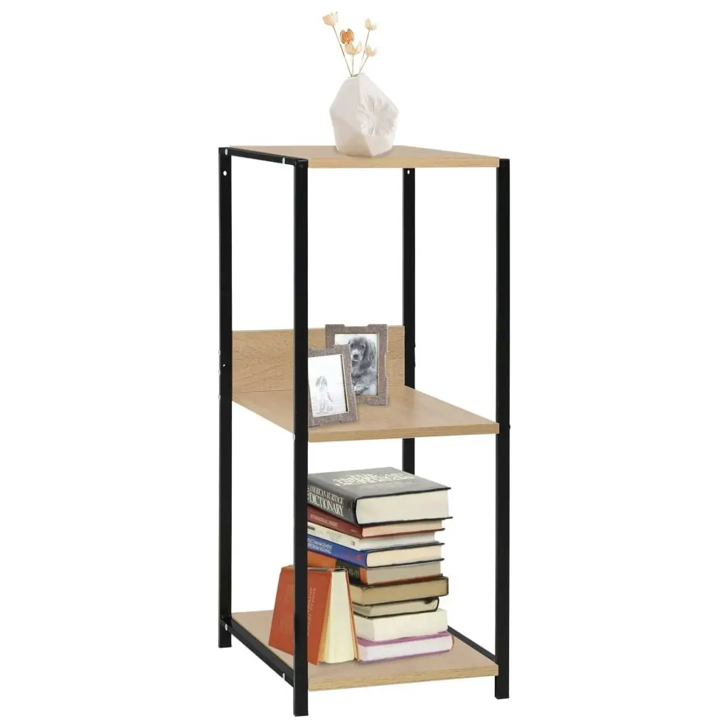 Small Straight Book Shelf Black and Oak 33.5x39.6x79.7 cm Engineered Wood 288233