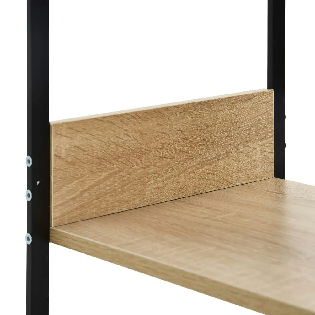 Small Straight Book Shelf Black and Oak 33.5x39.6x79.7 cm Engineered Wood 288233