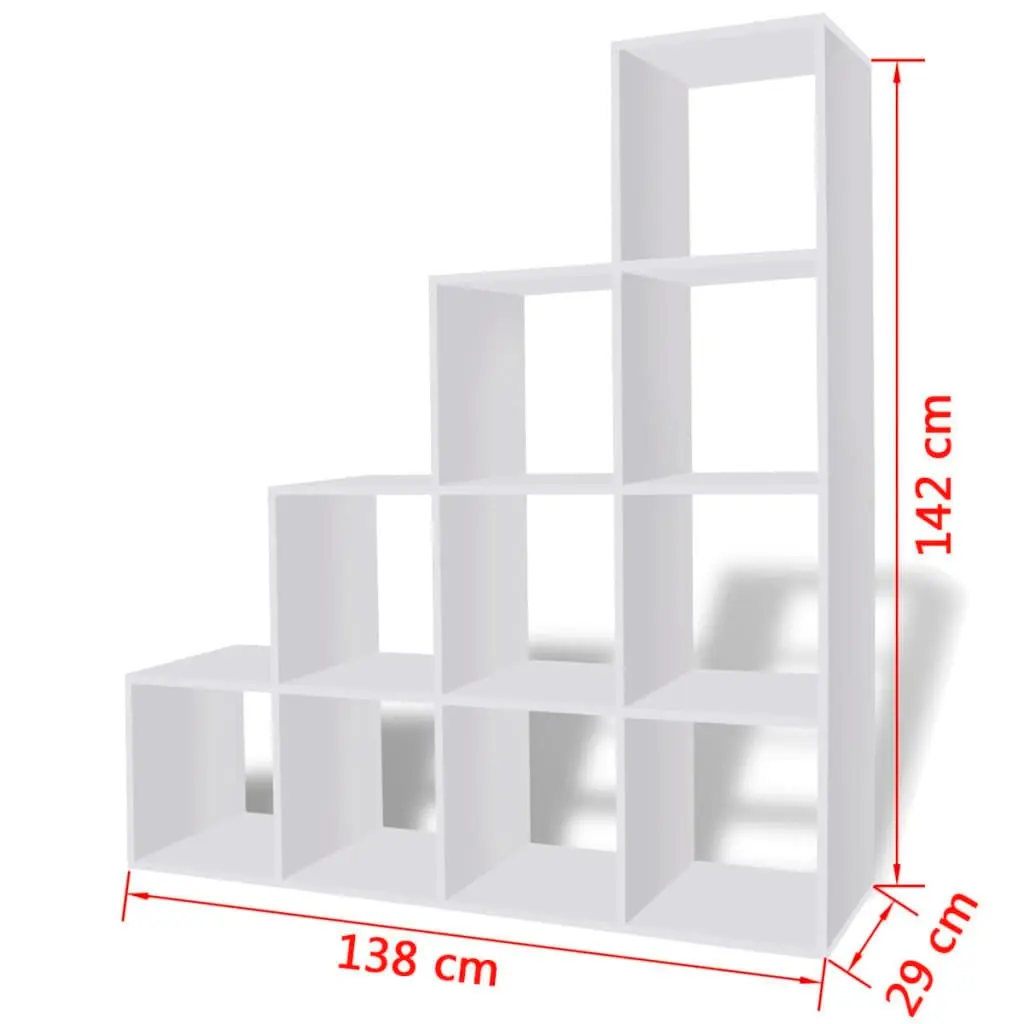 Staircase Bookcase/Display Shelf 142 cm White 242550