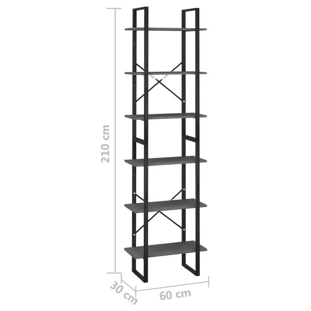 Storage Shelf Grey 60x30x210 cm Engineered Wood 806519