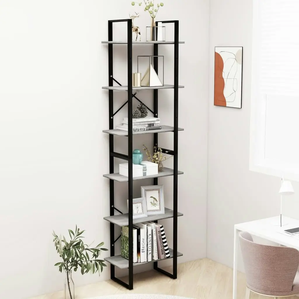 Storage Shelf Concrete Grey 60x30x210cm Engineered Wood 806521