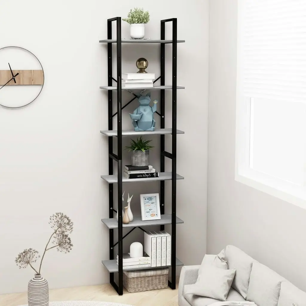 Storage Shelf Concrete Grey 60x30x210cm Engineered Wood 806521