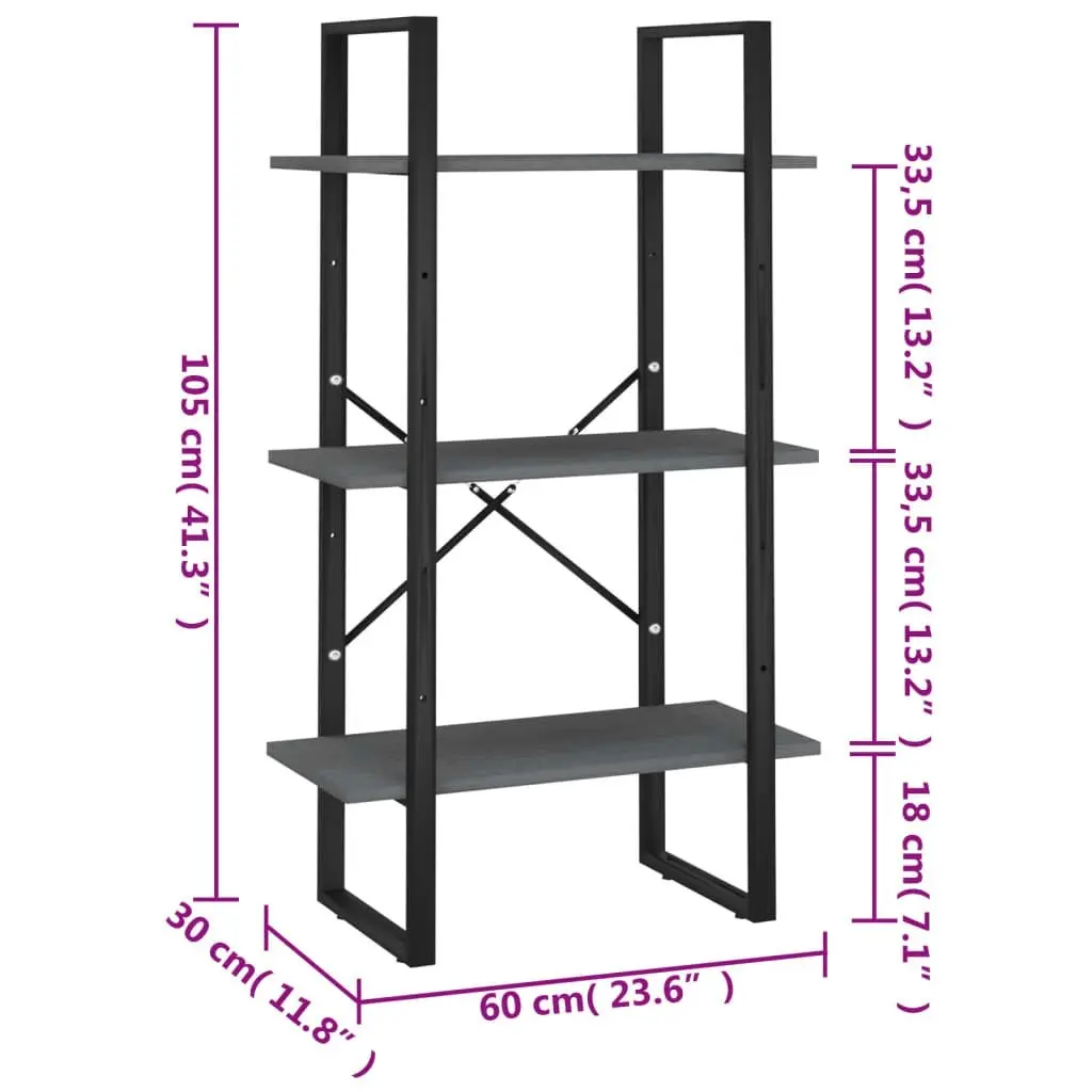 Storage Shelf Grey 60x30x105 cm Solid Pine Wood 806514