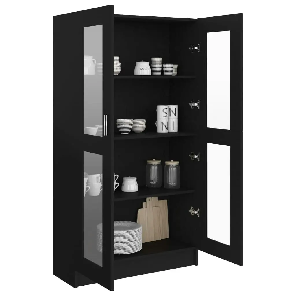 Vitrine Cabinet Black 82.5x30.5x150 cm Engineered Wood 802760