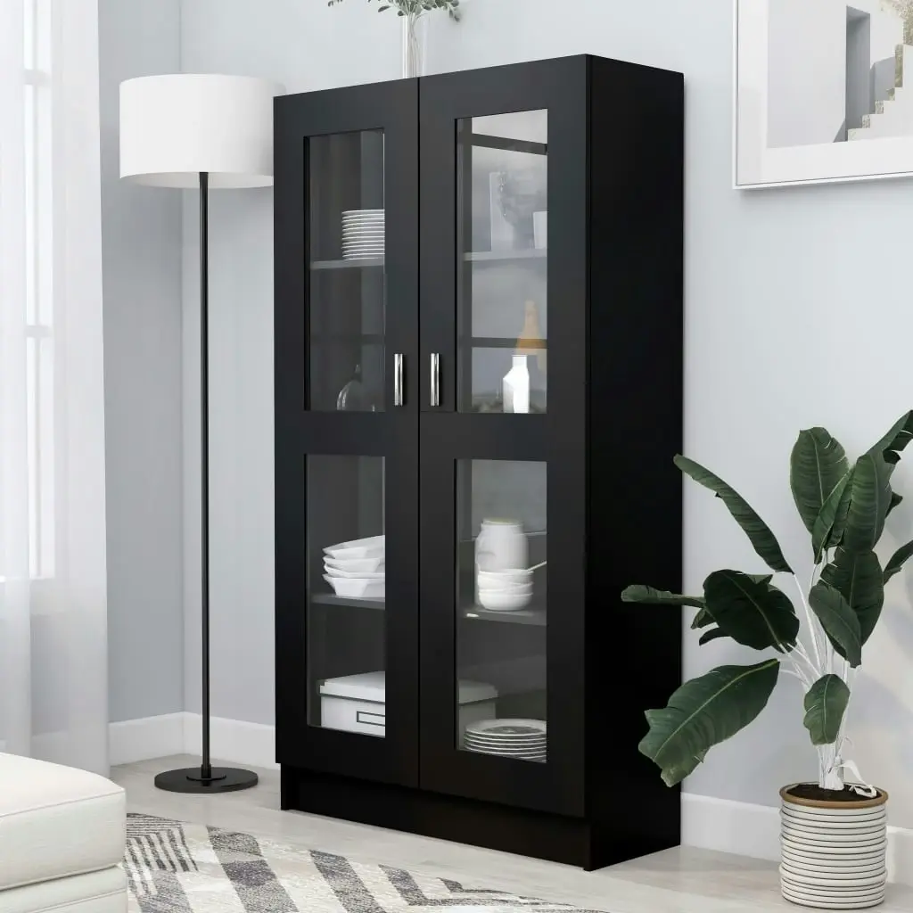 Vitrine Cabinet Black 82.5x30.5x150 cm Engineered Wood 802760