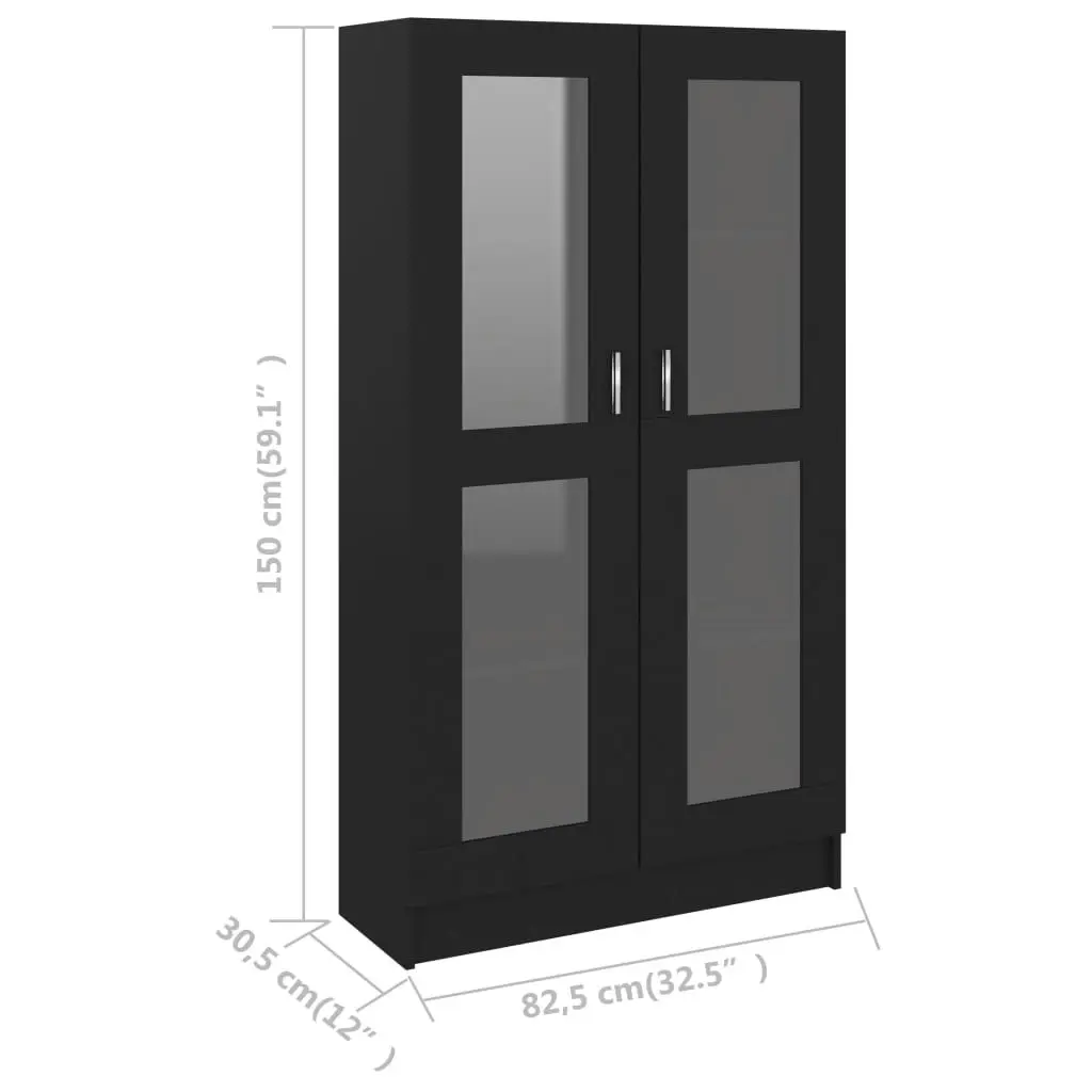 Vitrine Cabinet Black 82.5x30.5x150 cm Engineered Wood 802760