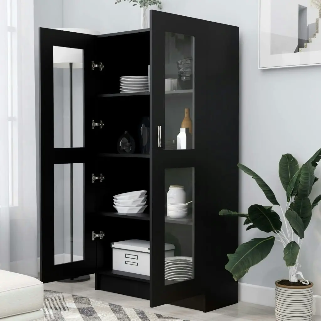 Vitrine Cabinet Black 82.5x30.5x150 cm Engineered Wood 802760