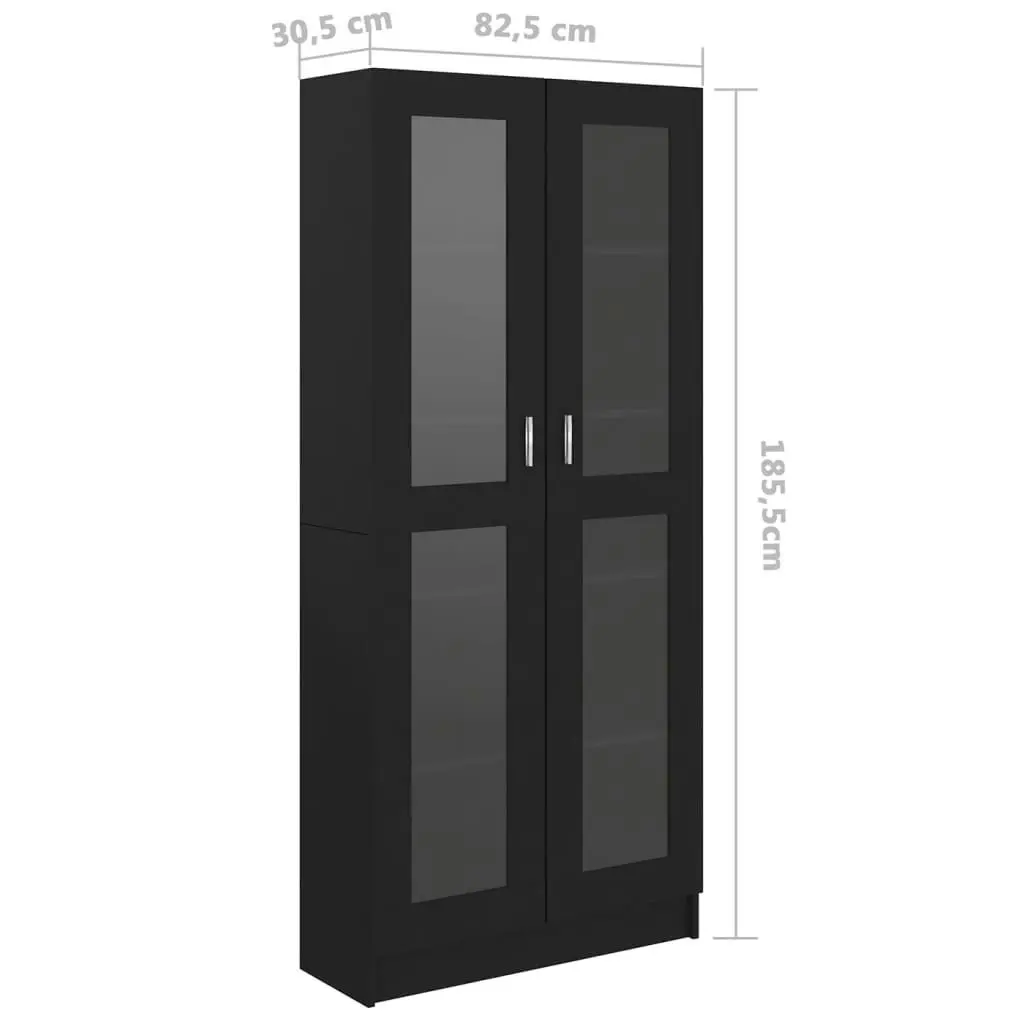 Vitrine Cabinet Black 82.5x30.5x185.5 cm Engineered Wood 802769