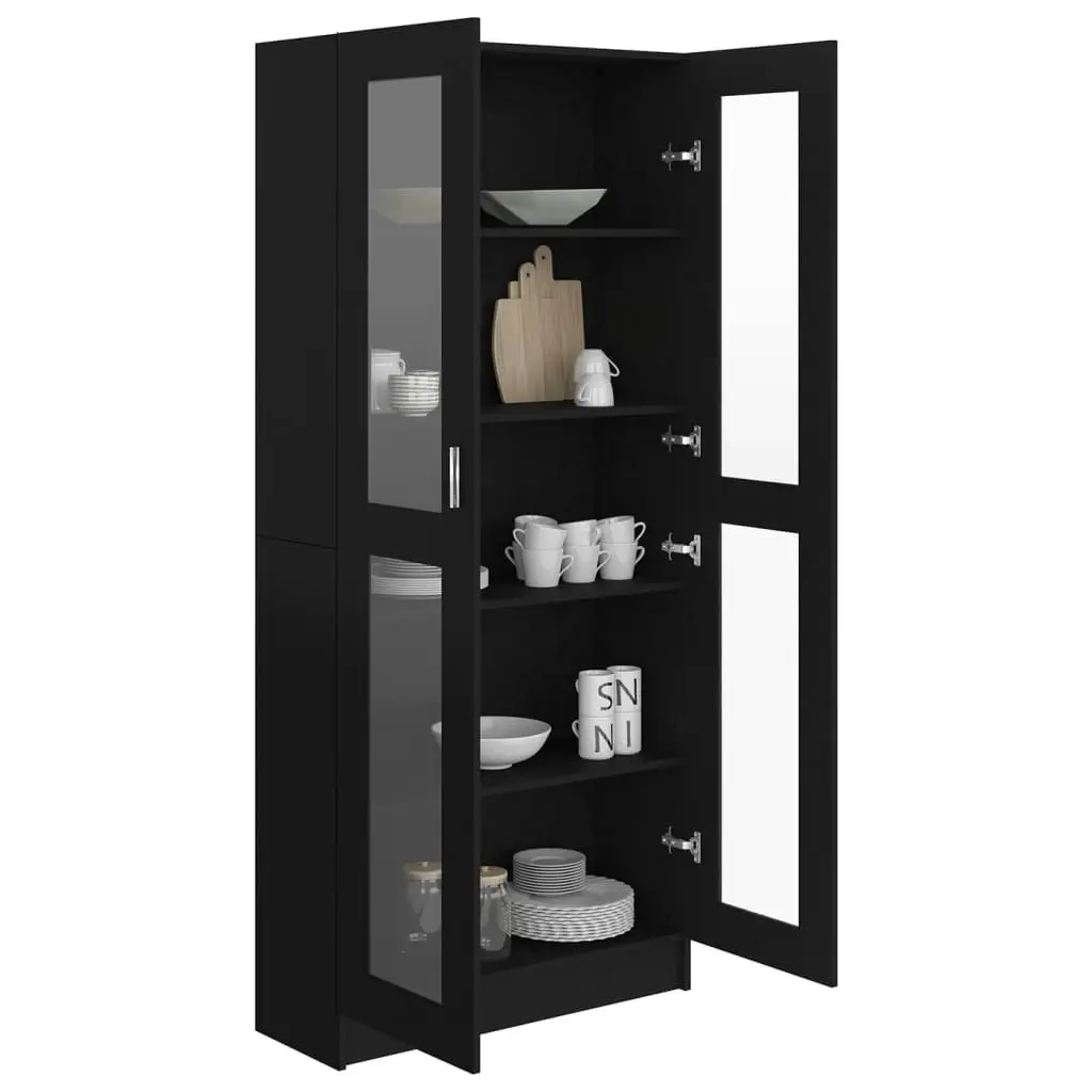 Vitrine Cabinet Black 82.5x30.5x185.5 cm Engineered Wood 802769