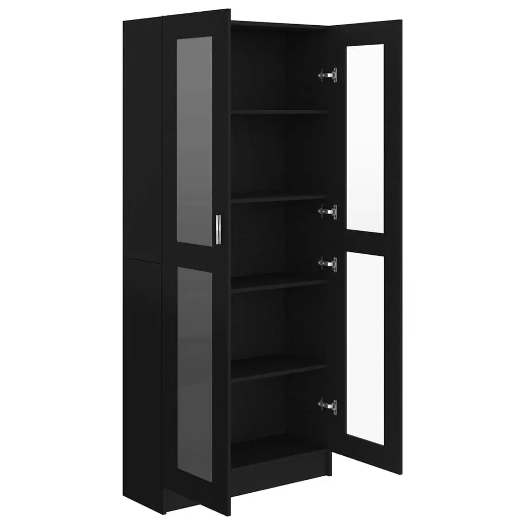 Vitrine Cabinet Black 82.5x30.5x185.5 cm Engineered Wood 802769