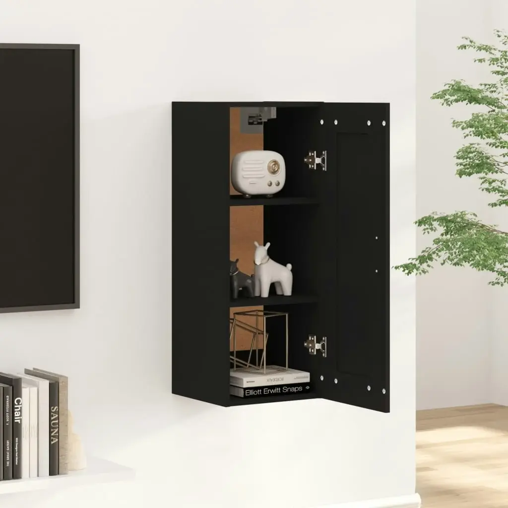 Wall Cabinet Black 35x34x90 cm Engineered Wood 812466