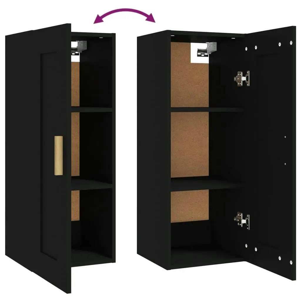 Wall Cabinet Black 35x34x90 cm Engineered Wood 812466