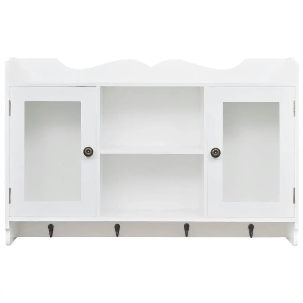 Wall Cabinet Display Shelf Book/DVD/Glass Storage White MDF 242435