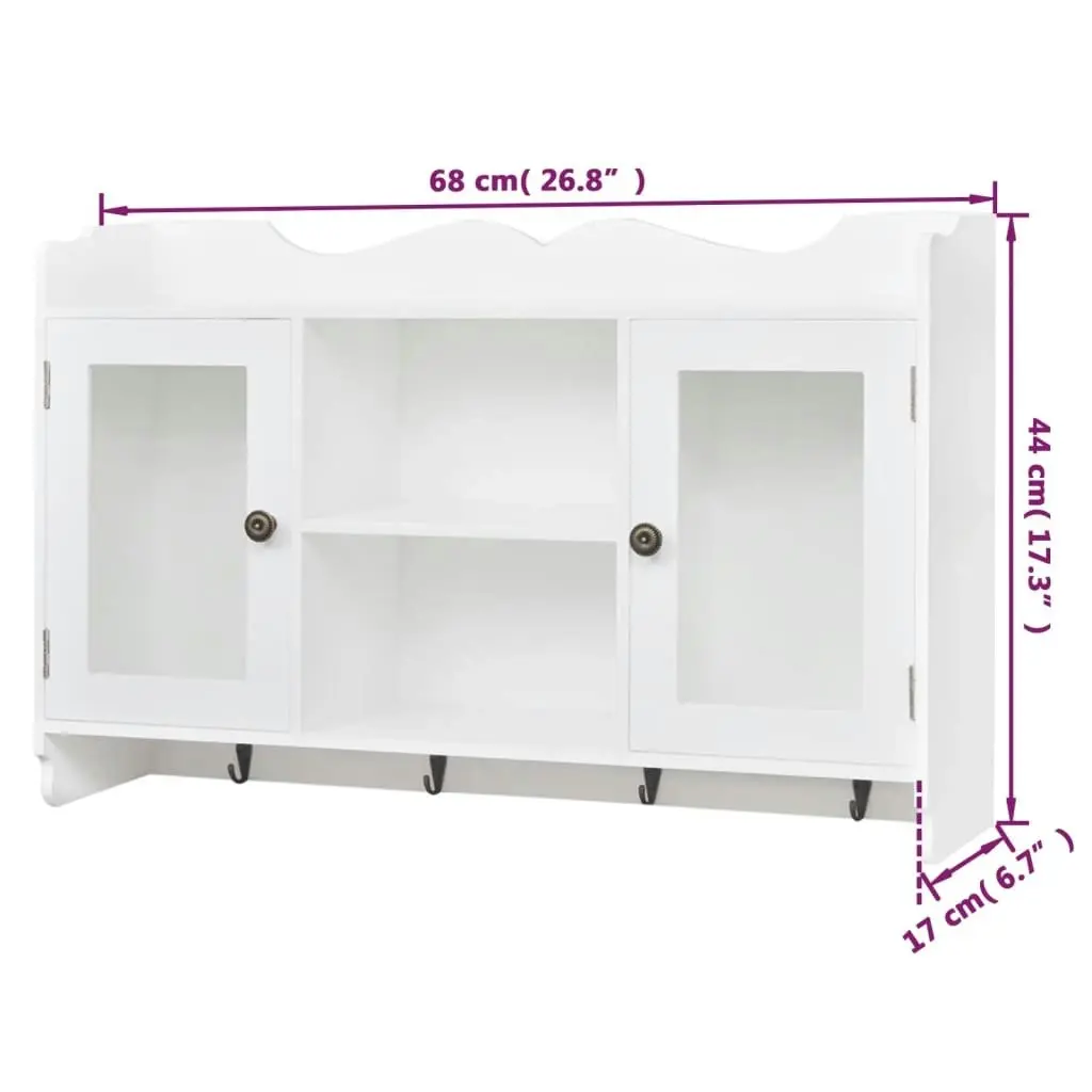 Wall Cabinet Display Shelf Book/DVD/Glass Storage White MDF 242435