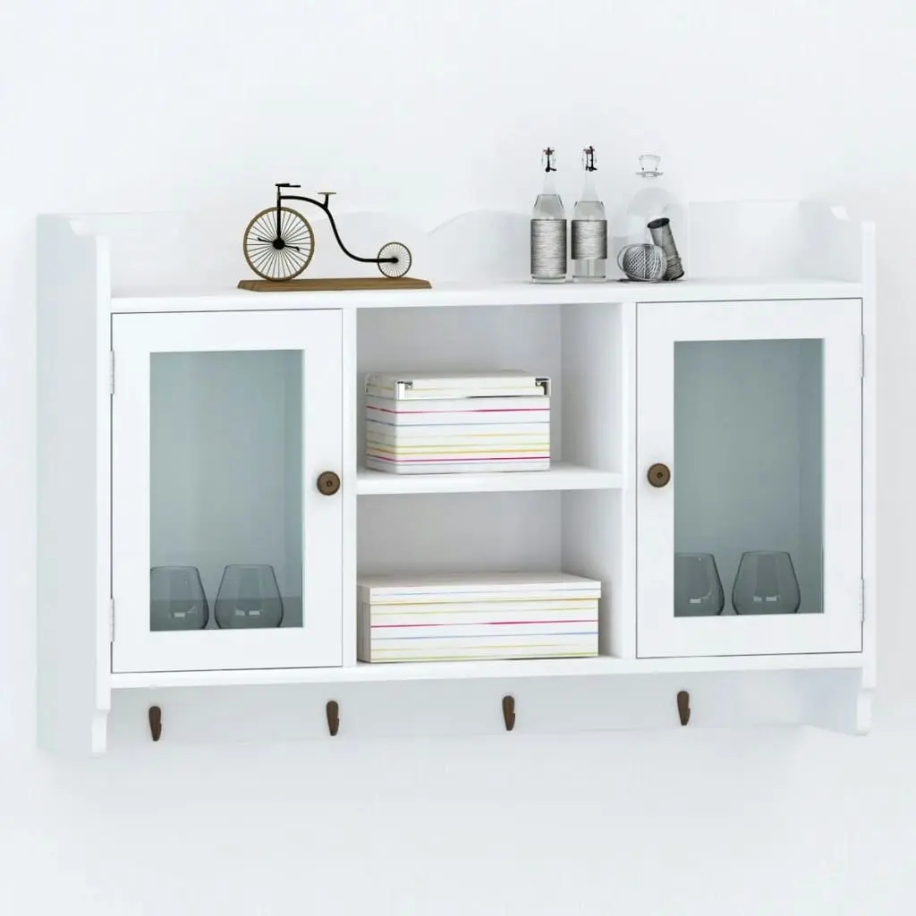 Wall Cabinet Display Shelf Book/DVD/Glass Storage White MDF 242435