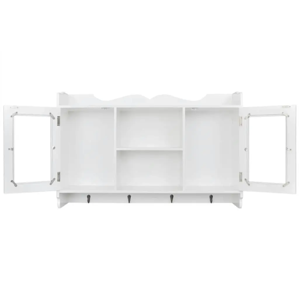 Wall Cabinet Display Shelf Book/DVD/Glass Storage White MDF 242435