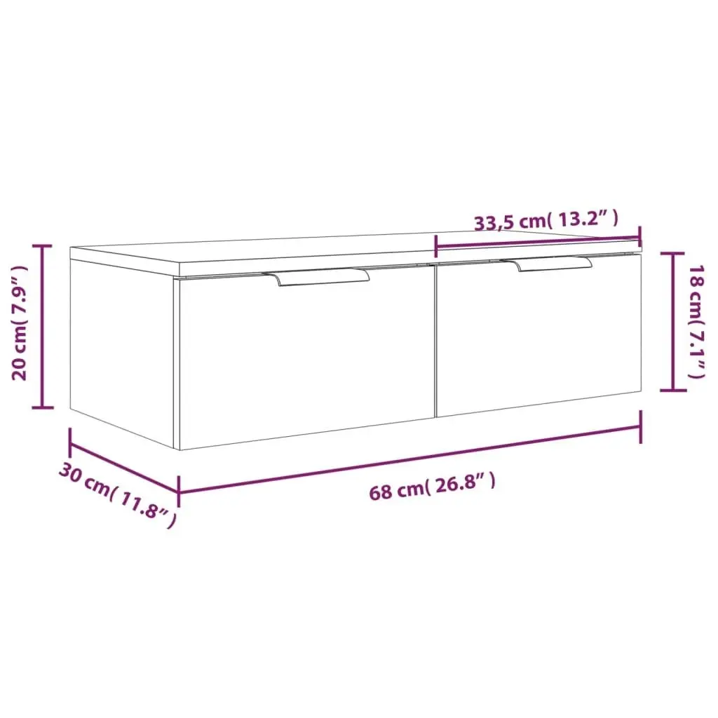 Wall Cabinet White 68x30x20 cm Engineered Wood 811394