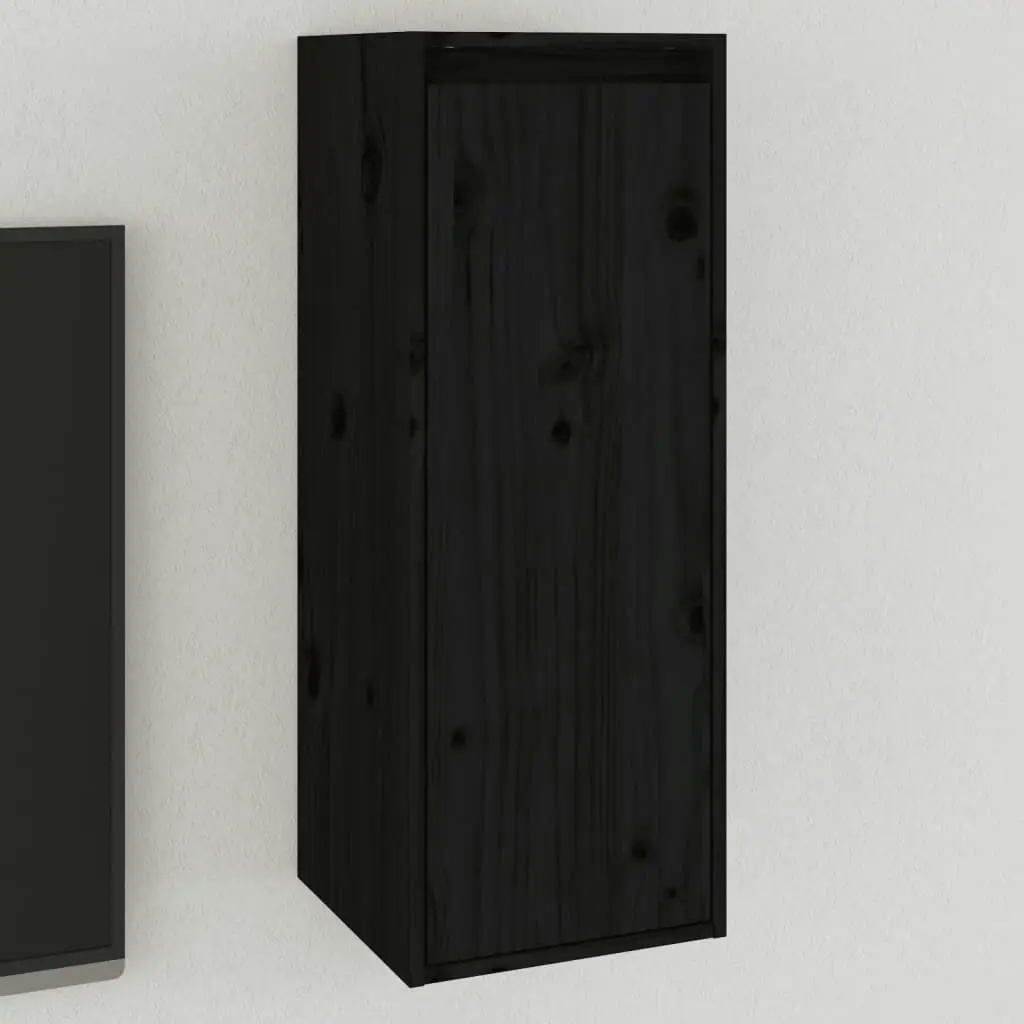 Wall Cabinet Black 30x30x80 cm Solid Wood Pine 813503