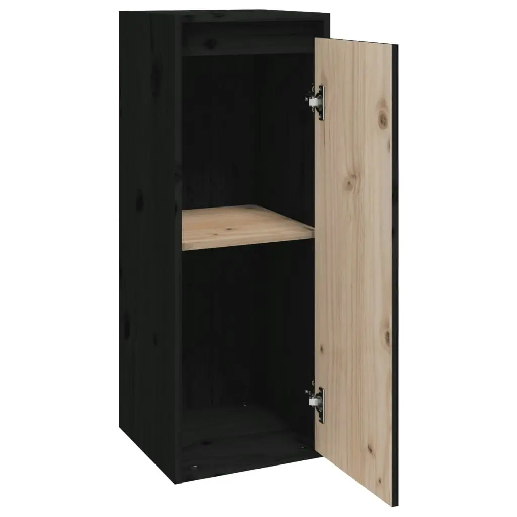 Wall Cabinet Black 30x30x80 cm Solid Wood Pine 813503